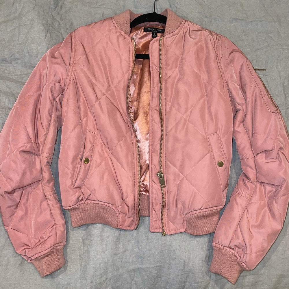Pink puffer jacket